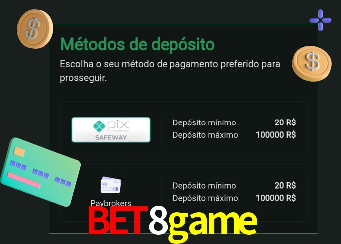 O cassino bet8game oferece uma grande variedade de métodos de pagamento